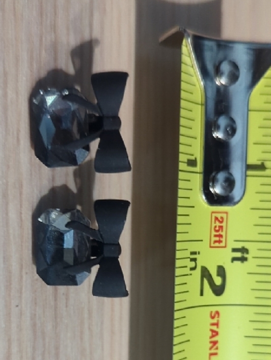 NEW NEVER WORN Black Bow Stud Earrings with Smoky Crystal Accents - Picture 3 of 3